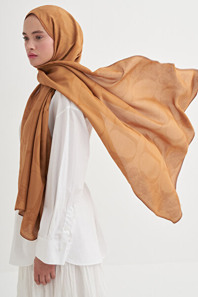 carell Floral Monogram Floş Şal Hardal