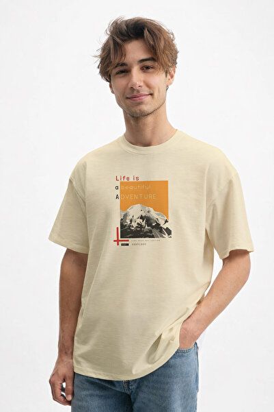 caddekombin Ανδρικό μπλουζάκι Özgür Ruh Mountain Silhouette με στάμπα και λαι...