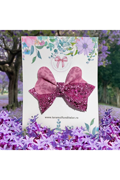OEM Pink Animal Print Bow with Glitter