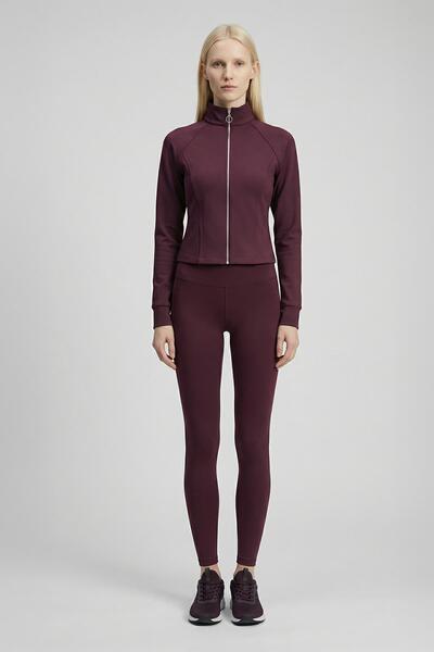 Rays 3074A Front Zipper Short Cardigan Plum