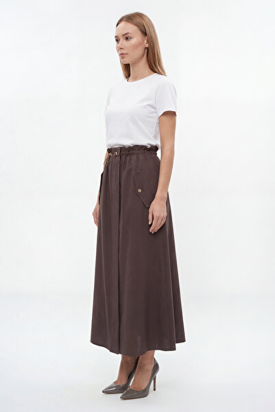 MAQ DESIGN PLA Yüksek Bel A-Kesim Cep Detaylı Etek