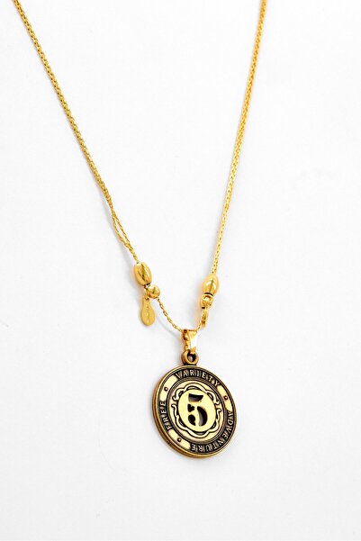 Alex and Ani قلادة رافائيلين من الفولاذ المقاوم للصدأ للنساء، ذهبية اللون