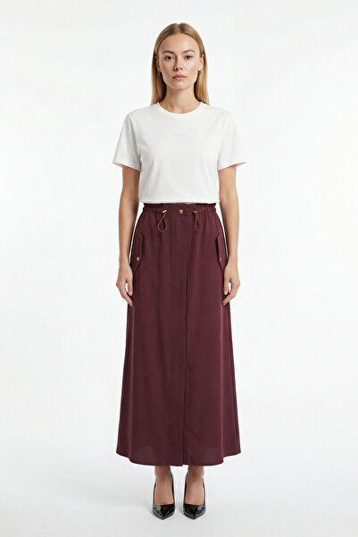 MAQ DESIGN PLA Yüksek Bel A-Kesim Cep Detaylı Etek