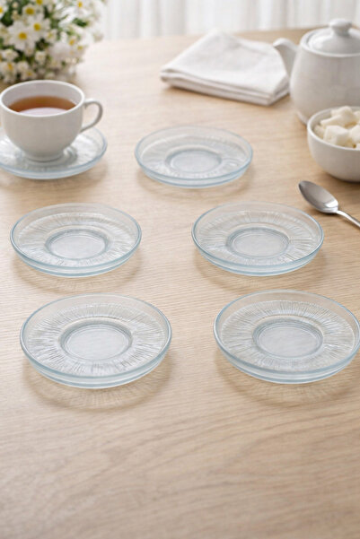 h homerest طقم من 6 أطباق شاي زجاجية من طراز روزا، مجموعة أطباق شاي عصرية بتف...