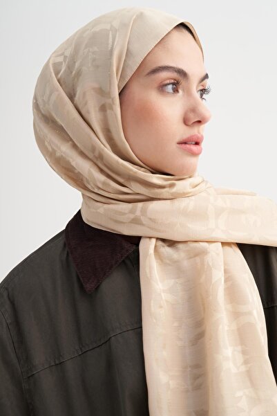 carell Blok Desen Rina Floş Jakar Şal Bej