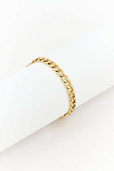 Steeltime Men Gold Plated Cuban Bracelet, Gold