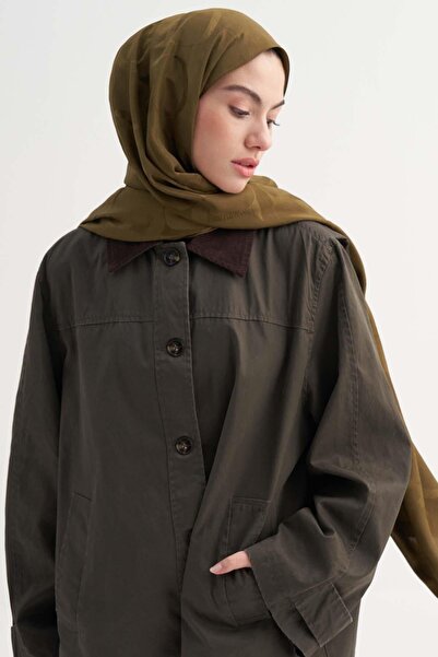 carell Monogram Desen Rina Floş Jakar Şal Ceviz