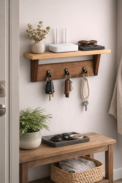 Trend Kitchen Vestaro Modern Dekoratif Ahşap Anahtarlık, Kapı Yanı Organizer ...