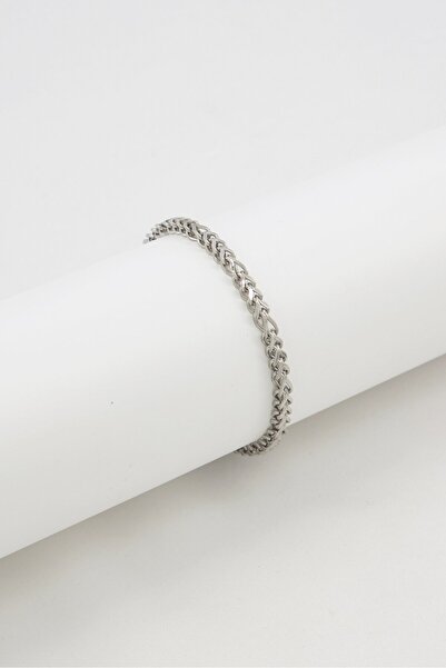 Steeltime Men Stainless Steel Figaro Link Chain Bracelet, Silver