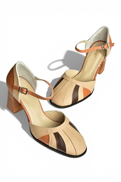 Fox Shoes Y398360103 Papuci de damă din piele naturală cu toc gros