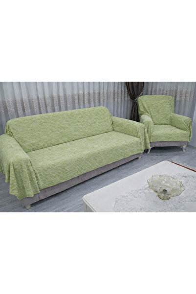 Mandaş Şönil Dokuma Koltuk Örtüsü Maxi Takım 3+3+1+1 A yeşil