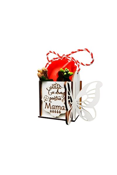 OEM Mother's Day gift, soap rose in a wooden box with butterfly pattern