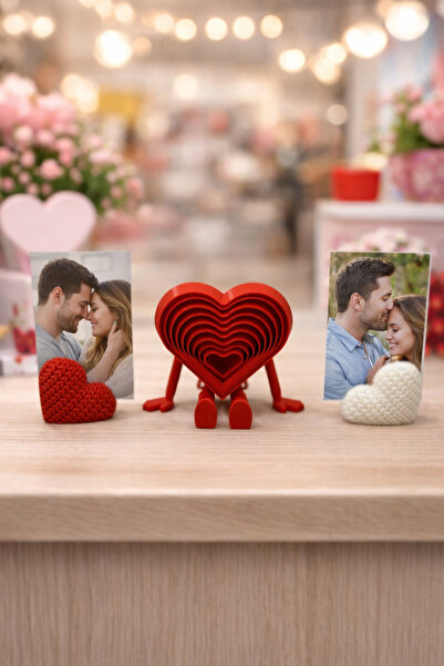 derincase Special Valentine's Day Set of 3 3D Design Heart Photo Holders and ...