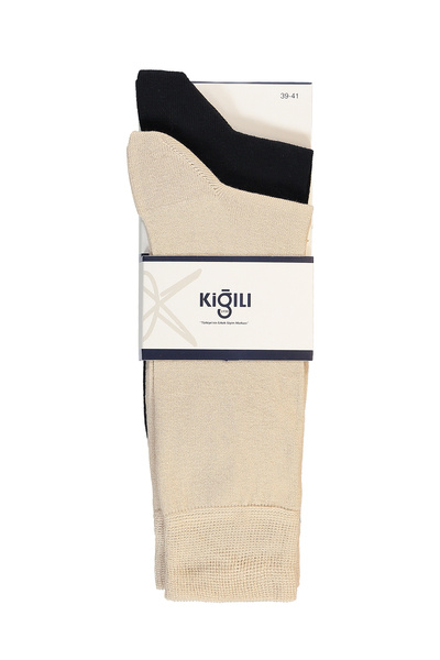 Kiğılı Set of 2 Cotton Stretch Fabric Flexible Plain Socks