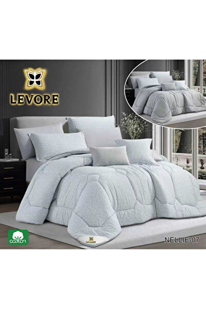 Levore Livory 8-piece bedspread set, 100% soft cotton, floral pattern, double...
