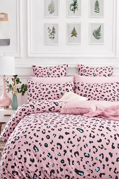 İQON Elastic Sheet Duvet Cover Set Double Size Chita Pink