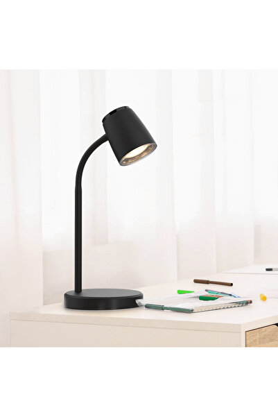 LED-POL Lampa de Birou LED VERO, Culoare Neagra, Brat Flexibil, Finisaj Soft-Touch, 39.5 cm, Adulti si Copii