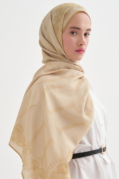 carell Floral Monogram Floş Şal Soft Sarı