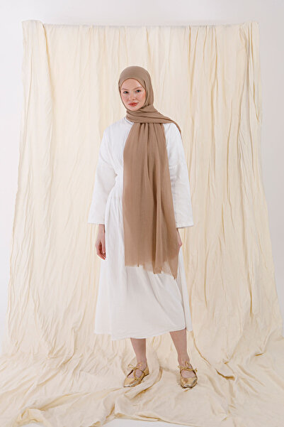 FENZA SCARF شال من الخيزران بلون القهوة الحليبية