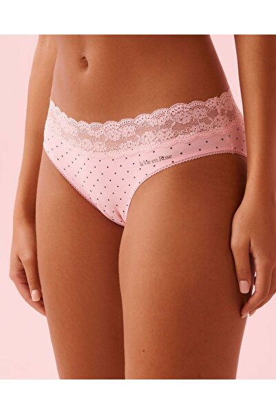 La Vie en Rose Cotton and Lace Band Bikini Panty