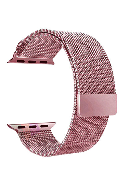 HALAMODO سوار ميلانو من الفولاذ المقاوم للصدأ لساعة أبل 44 مم باللون الوردي ا...