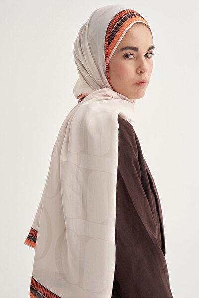 carell Side Monogram Floş Şal Krem