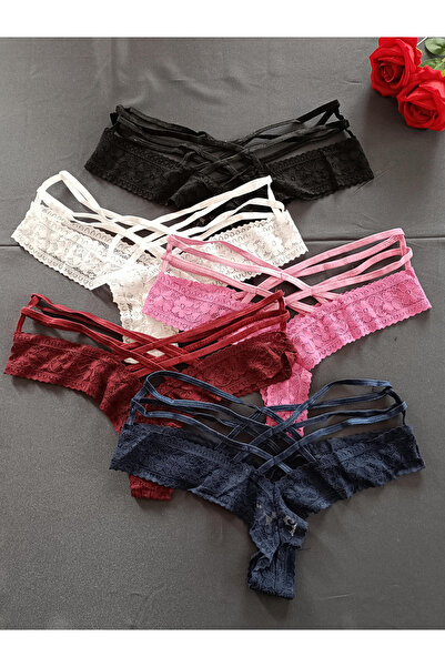 Papatya Venüs Çapraz Bantlı Dantelli Kadın İç Giyim String Tanga ( Renk Seçil...