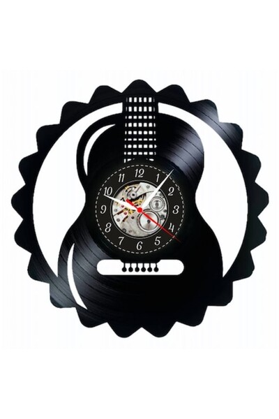 OEM Ceas de perete „Chitară acustică”, design muzical minimalist, lucrat manu...