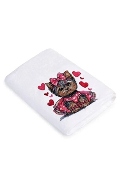 H Hotel Supplier Embroidered bath towel puppy, 100% cotton, white, 70x140cm -...