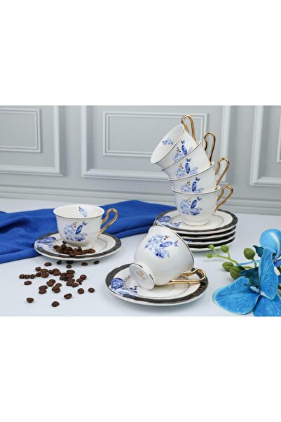 ROY KING PAULINA MAVİ 6 KİŞİLİK TÜRK KAHVESİ FİNCANI DESEN1