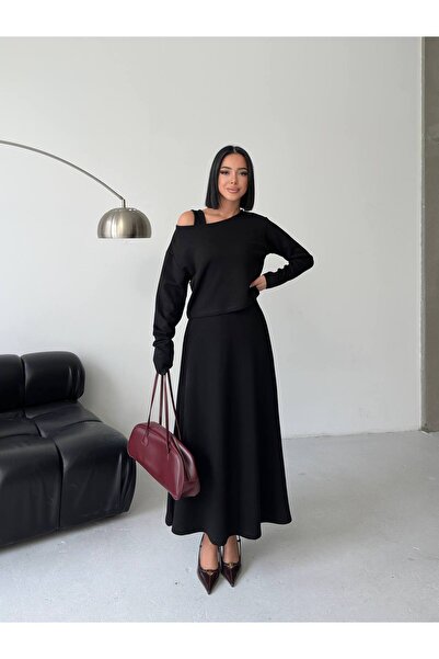 ebru akten butik طقم بلوزة بياقة كاياك مكون من قطعتين