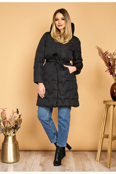 OEM Long fleece jacket, Susan, with hood, drawstring at waist and pockets