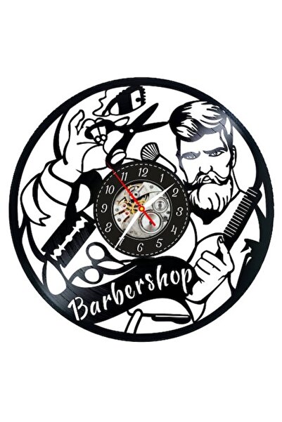 OEM Decorative Clock Handmade from Recycled Vinyl, Retro Barbershop Theme, Gi...