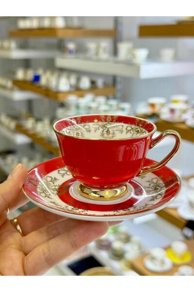 ROY KING KIRMIZI ÇİÇEKLİ TEK KİŞİLİK TÜRK KAHVESİ FİNCANI
