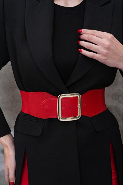 MODAM HİFA حزام مطاطي بإبزيم ذهبي، حزام مشد، حزام فستان، حزام قميص، حزام معطف