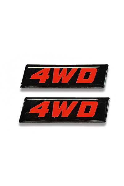 Redline Grafik 4WD Off Road Araç Sticker 2 Adet Kırmızı Siyah 3d Kabartmalı S...