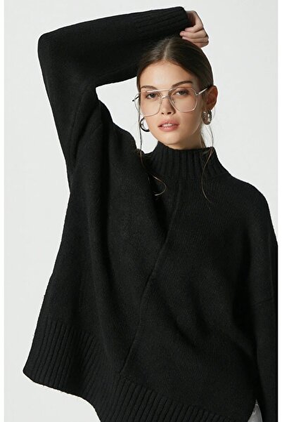 BEŞİR GİYİM Women's Soft Lightweight Stand-Up Collar Oversize Knitwear Sweate...