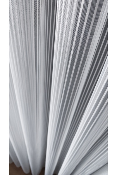 Yuka Κουρτίνα από τούλι εκρού με κάθετες ρίγες, 1/3 συμπίεση, δεν τσαλακώνει,...