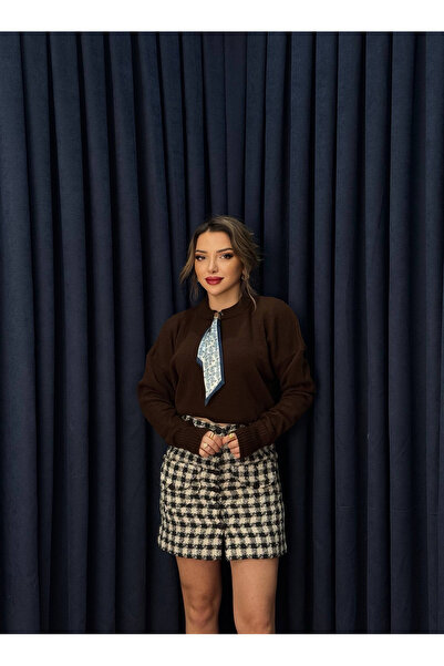 Neva Wear Fular Detailed Scarf Knit Sweater