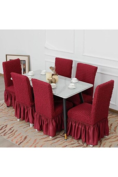 GIA'S WORLD Set of 6 Universal Elastic Chair Covers with Ruffles