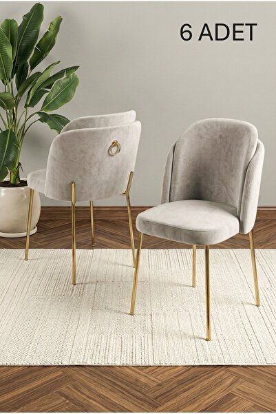 DEREN HOME Rigella Serisi 6 Adet Mutfak Salon Yemek Odası Sandalyesi Silinebi...