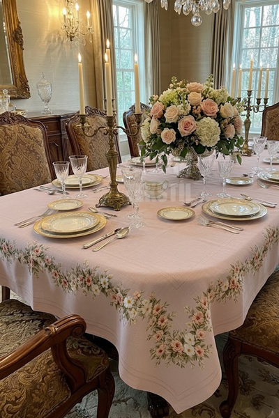 Çt Çeyizci Tekstil Table Cloth, Digital Printed Cross Stitch Single Table Clo...