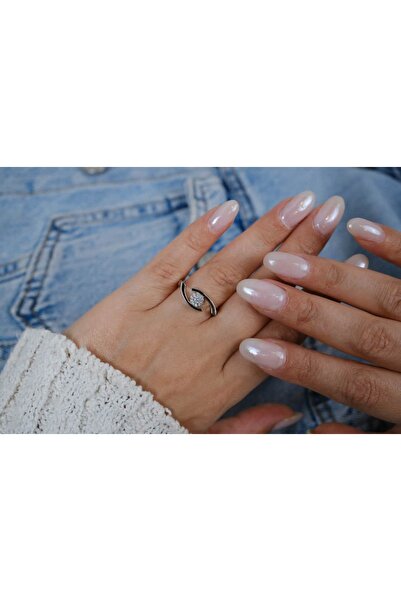 ATELİER TUĞBA خاتم YZK211 قابل للتعديل بتصميم منحني وتفاصيل من الحجر الملون