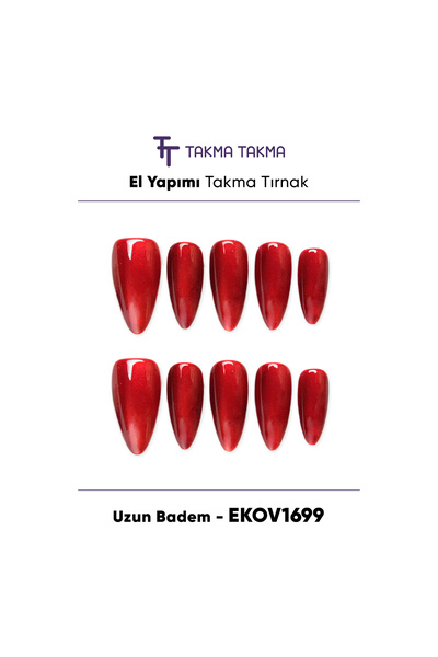 Takma Takma XS Beden Kırmızı EKOV1699 Uzun Badem 10'lu Tekrar Kullanılabilir ...