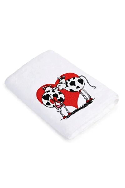 H Hotel Supplier Embroidered cow bath towel, 100% cotton, white, 70x140cm - 6...