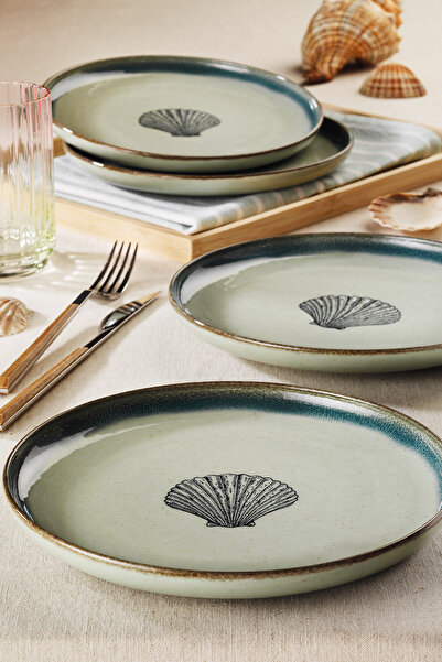 Kütahya Porselen Perla 4 Parça 21 Cm Servis Tabağı Yeşil