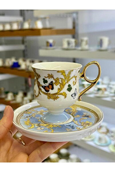 ROY KING MAVİ AYAKLI TEK KİŞİLİK TÜRK KAHVESİ FİNCANI