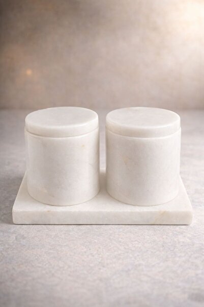 Akmera Home Marble 2-Piece Spice Rack with Marble Stand