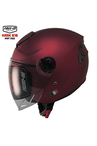 Genel Markalar FREEM FR-618 YARIM KASK MAT KIRMIZI