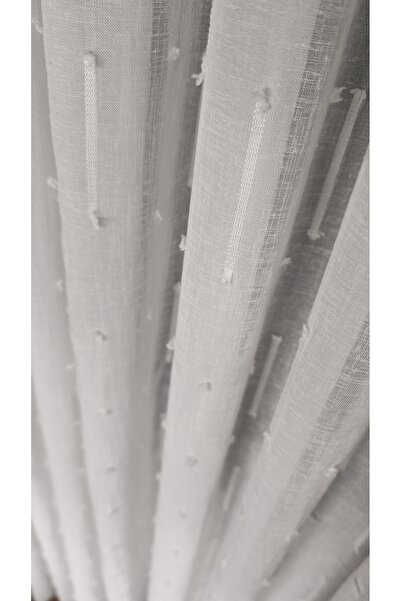 Yuka Κουρτίνα από λινό τούλι εκρού με κάθετες ρίγες 1/3 πυκνό πλισέ, χωρίς ζα...